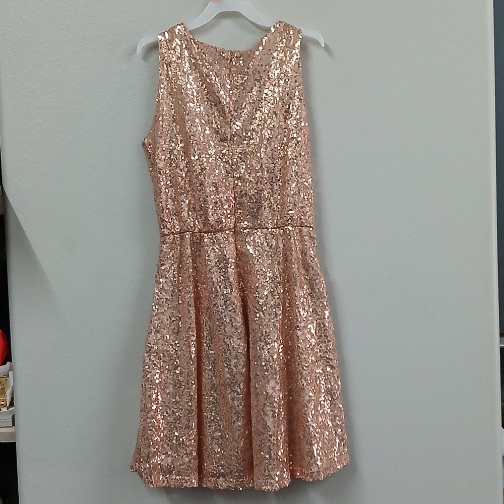 Belongsci Gold Sequin Sparkle Midi Dress Size Small - Picture 7 of 9